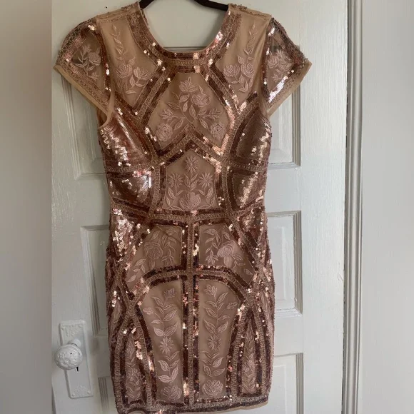 Lulus | Dresses | Rose Gold Mini Sequin Dress | Poshmark